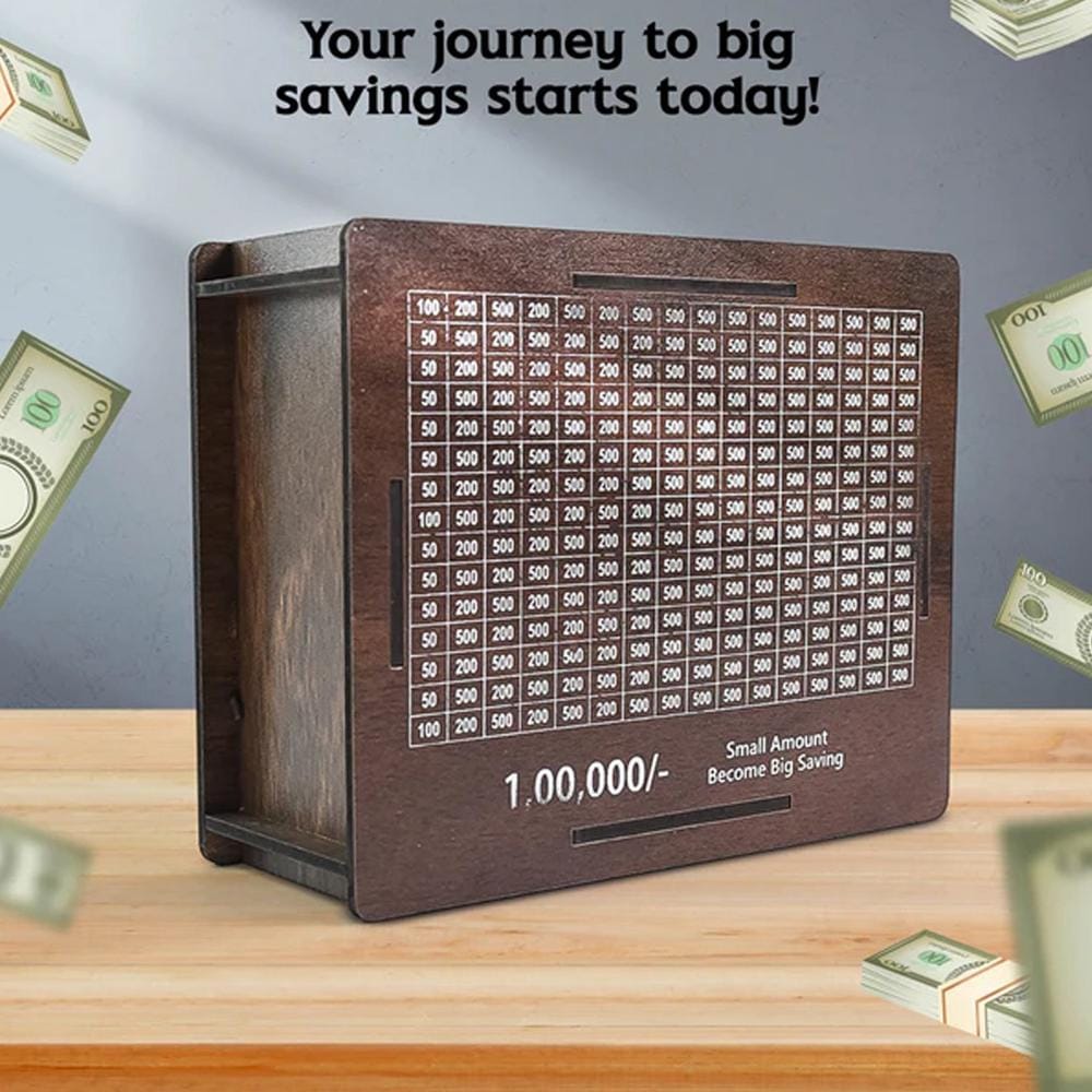Rectangle 4 Side Money Box Hexagonal Wooden Piggy Bank With Digital Scale For Kids Adults Achieve Savings Goals - image 2