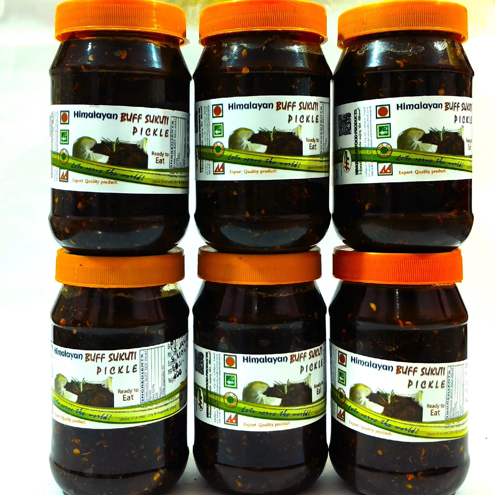 Himalayan Food Products Buff Sukuti Pickles 400gm Dark Brown Olive Oil Red Chilly In Multi Colors Spicy Tasty Juicy Pickle Ready To Eat Achar Pack Of 6 - image 2