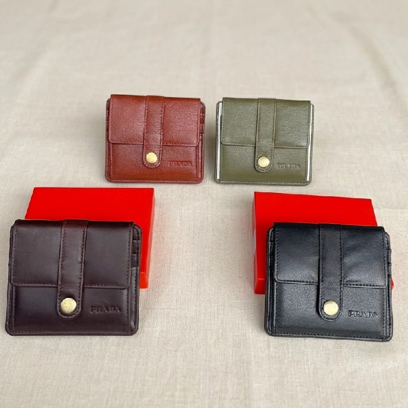 Executive Craft Button Flap Prada Leather Wallet For Coins & Cards - image 1