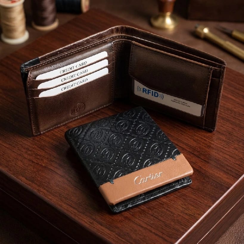 Cartier Embossed Monogram Bifold Wallet And Leather Box Set With RFID Protection - image 2