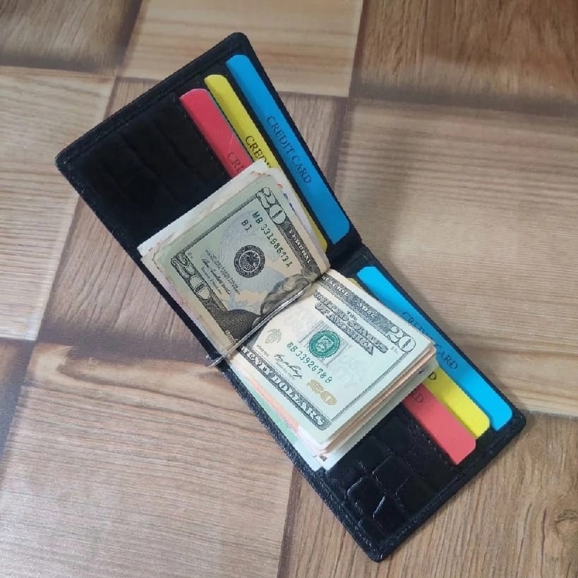 Ultra Slim Bifold Credit Card Holder & Cash Clip Purse - image 2