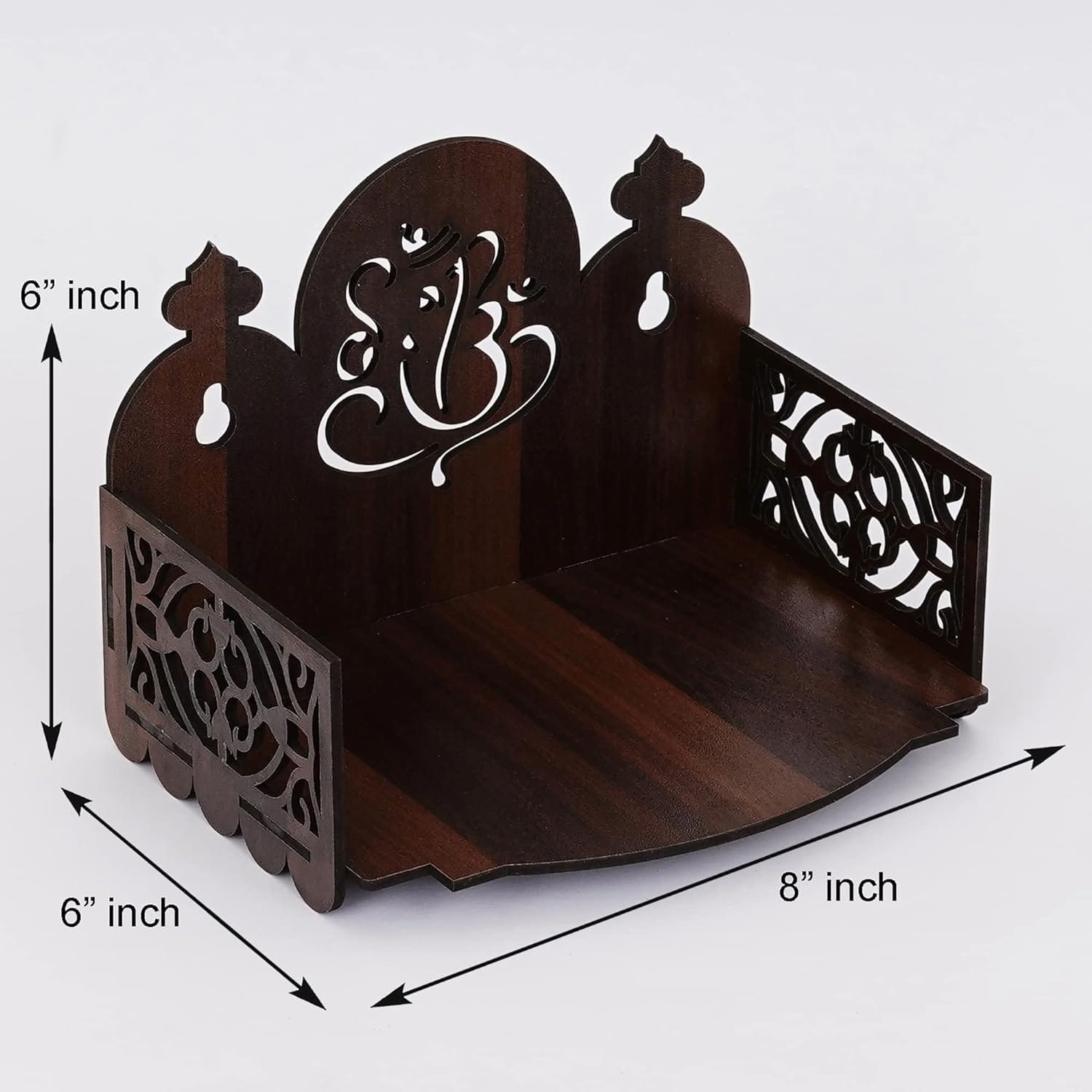 Idol Holder Small Wooden Table And Wall Hanging Puja Murti Stand for Worship Devghar for Home, Cafe, Office or Shop in Brown - image 3