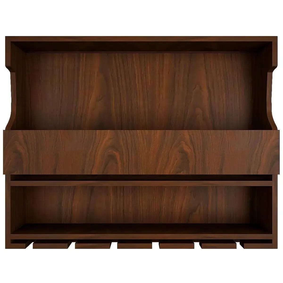 Big Wine And Drinks Decorative Wooden Wall Shelf Mini Bar Cabinet With LED Strong and Wall Hanging in Walnut Finish - image 3