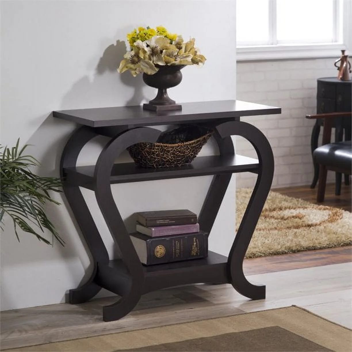 Spiro Curved Modern Console Table in Elegant Cabriole Legs Support Home And Office Furniture Decor Hallway Table in Black - image 2