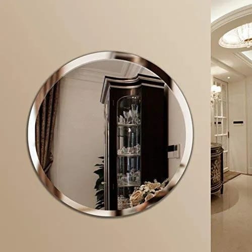 Frameless Round Wall Mirror Home Decor For Living Room and Bathroom REAL Mirror (NOT A STICKER) With Shaved Edges in 2ft - image 1