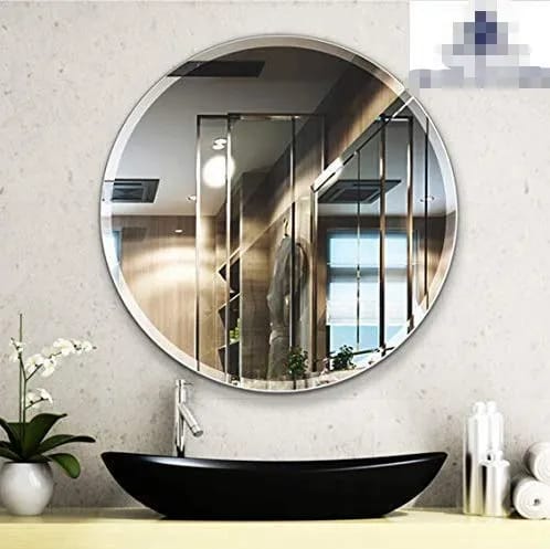 Frameless Round Wall Mirror Home Decor For Living Room and Bathroom REAL Mirror (NOT A STICKER) With Shaved Edges in 2ft - image 3