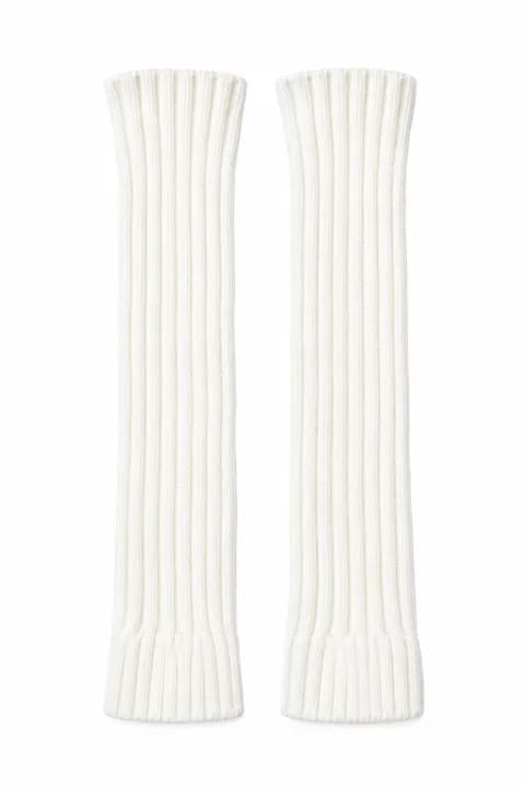 White Ribbed Knit Arm Warmers, Soft Stretch Fabric, Long Sleeve Warmers, Comfortable Snug Fit, Vertical Rib Texture, Lightweight Layering Accessory, Pair of 2 - image 4