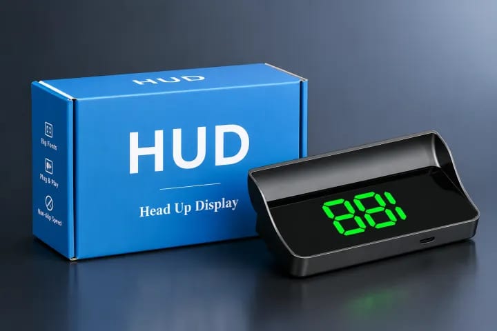 Automotive HUD Speedometer with Glowing Green Digital Display — a compact, modern speed display designed for clear, convenient speed monitoring while driving. - image 1