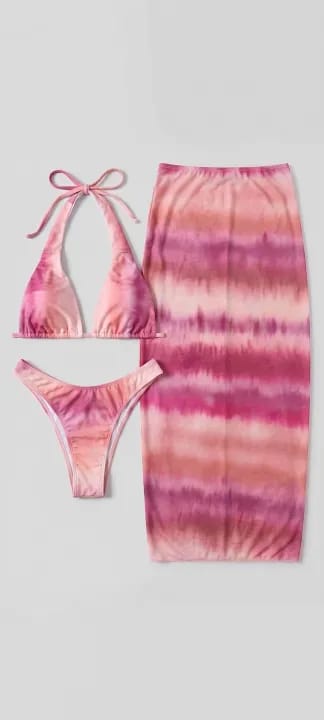 3-Piece Tie-Dye Bikini & Maxi Skirt Set - image 2