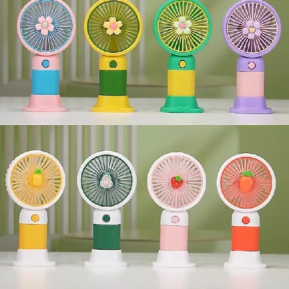Portable Cartoon Fruit-Shaped Handheld Small Fan Student Desktop Phone Holder Small Fan / Cute Korean Design Mini Portable Fan With Lithium Rechargeable Battery - image 1