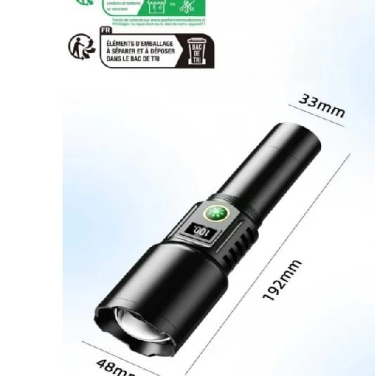 Ruilang P90 SX508 Multi Functional Waterproof Telescopic Flashlight With Digital Display Battery Indicator - image 5