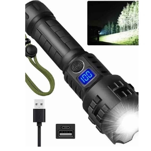 Ruilang P90 SX508 Multi Functional Waterproof Telescopic Flashlight With Digital Display Battery Indicator - image 1