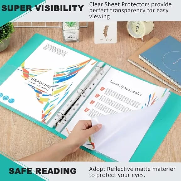 Sheet Protectors For Ring Binder Page Protectors, Clear Sheet Protectors Fits Standard 8.5 X 11 Paper, Reinforced 11 Hole Design - image 2