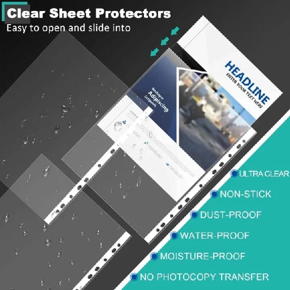 Sheet Protectors For Ring Binder Page Protectors, Clear Sheet Protectors Fits Standard 8.5 X 11 Paper, Reinforced 11 Hole Design - image 4