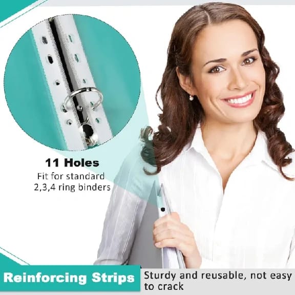 Sheet Protectors For Ring Binder Page Protectors, Clear Sheet Protectors Fits Standard 8.5 X 11 Paper, Reinforced 11 Hole Design - image 3
