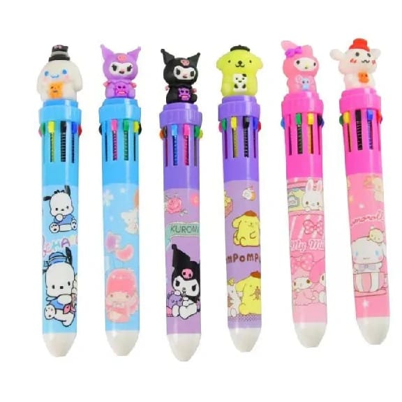 The Set Features Multiple Colors (Orange, Purple, Red, Blue, Green) With A Yellow Star Pattern On The Barrel And White Erasers At The Top - image 5