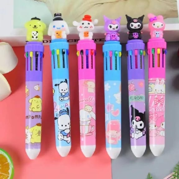 The Set Features Multiple Colors (Orange, Purple, Red, Blue, Green) With A Yellow Star Pattern On The Barrel And White Erasers At The Top - image 1