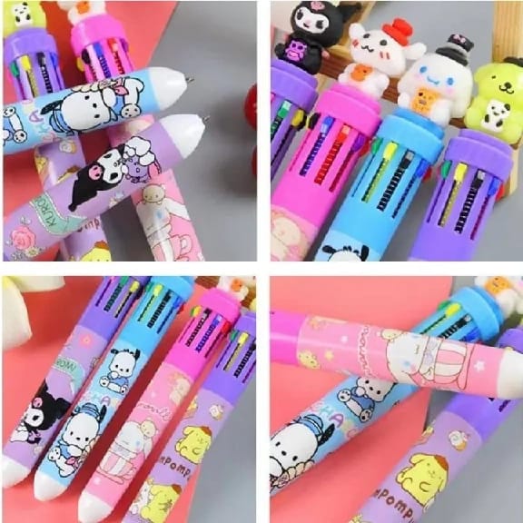 The Set Features Multiple Colors (Orange, Purple, Red, Blue, Green) With A Yellow Star Pattern On The Barrel And White Erasers At The Top - image 2