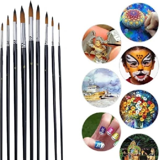 Nylon Paint Brushes Set, Inclined Plane Wooden Long Handle Brush Set Art Artist Professional Painting Supplies For Acrylic Watercolor And Oil Painting - image 4