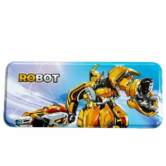 Premium Quality Robot Metal Embossed Pen Pencil Case Box For Stationery Item - image 1