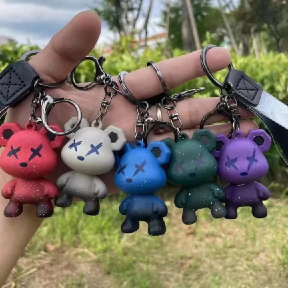 Cute Keychain Cartoon Resin Chameleon Bear Bag Pendant Car Keychain Pendant - image 3