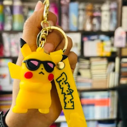 Famous Cartoon Anime Pokemon 3d Rubber Silicon Keychain With Long Ribbon Suitable For Car And Bike Key Rings | Bag Charm | Gifting | Key Chain - image 1