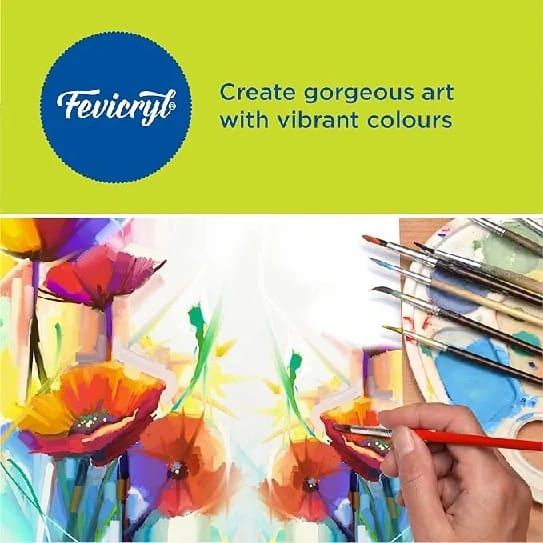 Fevicryl Acrylic Colours Sunflower Kit (10 Colors X 15 Ml) DIY Paint, Rich Pigment, Non-Craking Paint For Canvas, Wood, Leather, Earthenware, Metal - image 3