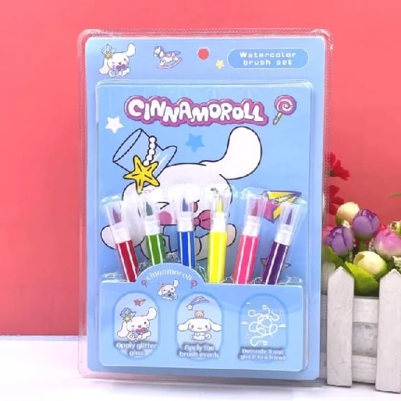 Sanrio Painting Set Watercolor Brush Set Pen Kuromi Dino Cartoon Character 6 Sheets Of Kuromi Coloring Paper - image 2