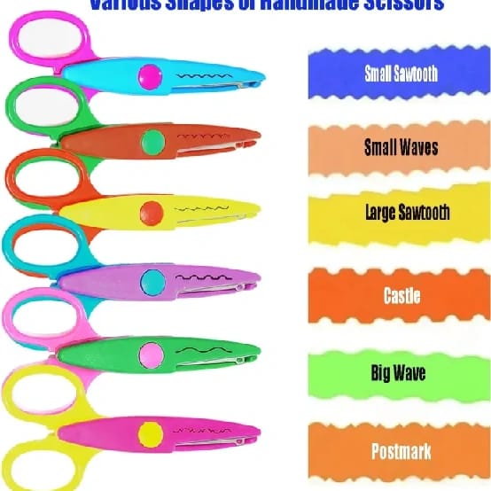 Set Of 6 Zigzag Album Scissors With Safety Lace Trimming Designs, Perfect For Students And Fun Projects. - image 4