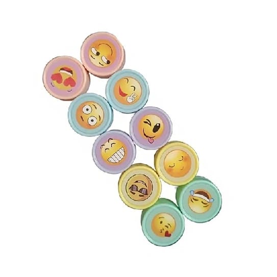 Emoji Stamps For Kids, Educational Toys Art And Craft School Supplies, Coloring & Stamping Set For Girls & Boys 3 Years +, Multicolor Learning Toys (Pack Of 10 Pcs) (Emoji) - image 1