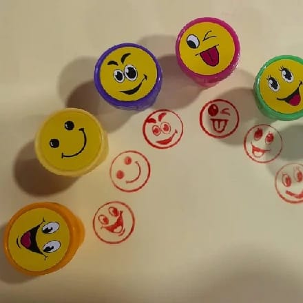 Smiley Stamps For Kids, Greeting Cards, Scrapbook, School Supplies Birthday Return Gifts For Kids 12 Stamps (Smiley Stamps) - image 4