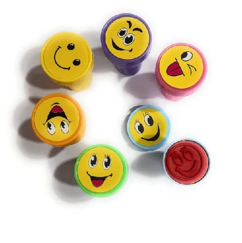Smiley Stamps For Kids, Greeting Cards, Scrapbook, School Supplies Birthday Return Gifts For Kids 12 Stamps (Smiley Stamps) - image 1