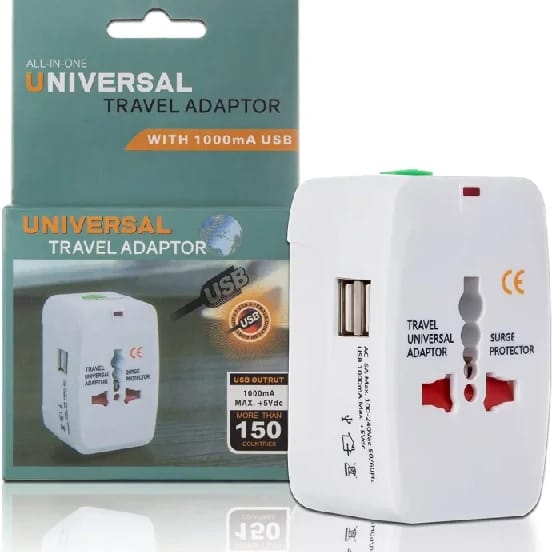 Travel Adapter, Universal All In One Worldwide Travel Adapter Power Converters Wall Charger AC Power Plug Adapter With Dual USB Charging Ports - Pack Of 1 - image 1