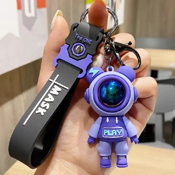 Men Women Cool Creative Universe Astronaut Pilot Standing Bear Key Chain Fashionable Bear Keychain Key-Ring Panden - image 2
