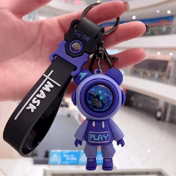 Men Women Cool Creative Universe Astronaut Pilot Standing Bear Key Chain Fashionable Bear Keychain Key-Ring Panden - image 1