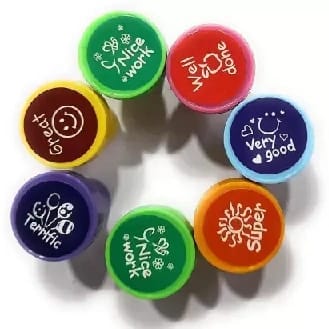 Good Work Stamps For Kids, Greeting Cards, Scrapbook, School Supplies Birthday Return Gifts For Kids 12 Stamps (Smiley Stamps) - image 2