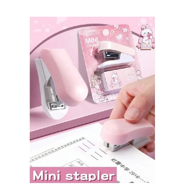 1set Mini Portable Stapler Set, Simple Multifunctional Student Small Stapler And Staple Gun, Office Binder, Suitable For Binding Documents And Stationery - image 1