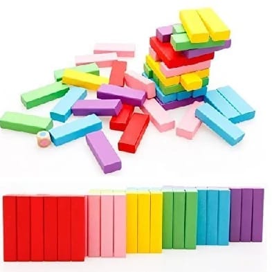 48 Pcs Wooden Stacking Toys Tumbling Tower, Classic Blocks Stacking Game For Adults And Kids (Blocks Colorful) - image 2