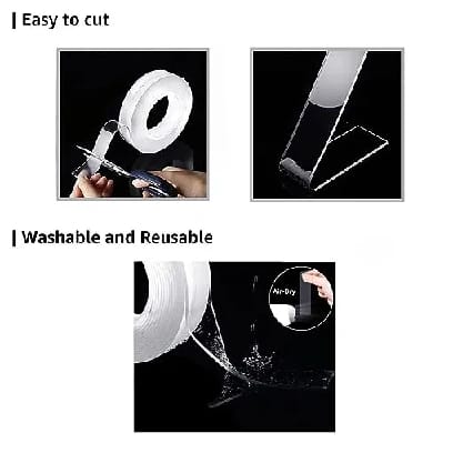 Nano Double Sided Tape, Multipurpose Super Sticky Gel Grip Mounting Tape, Washable, Reusable, No Residue, For Home & Office - image 5