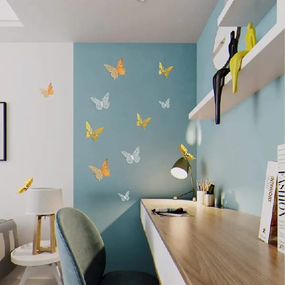 12Pcs Fashion 3D Hollow Butterfly Creative Wall Sticker For DIY Wall Stickers Modern Wall Art Home Decorations DIY Gift - image 2