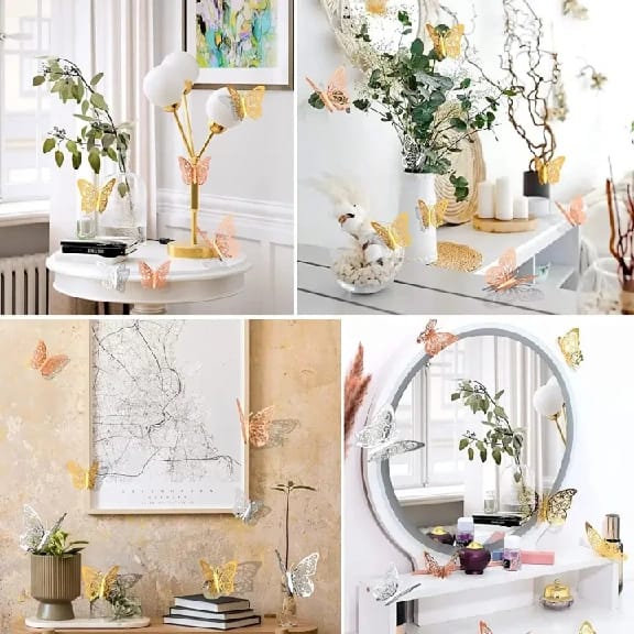 12Pcs Fashion 3D Hollow Butterfly Creative Wall Sticker For DIY Wall Stickers Modern Wall Art Home Decorations DIY Gift - image 4
