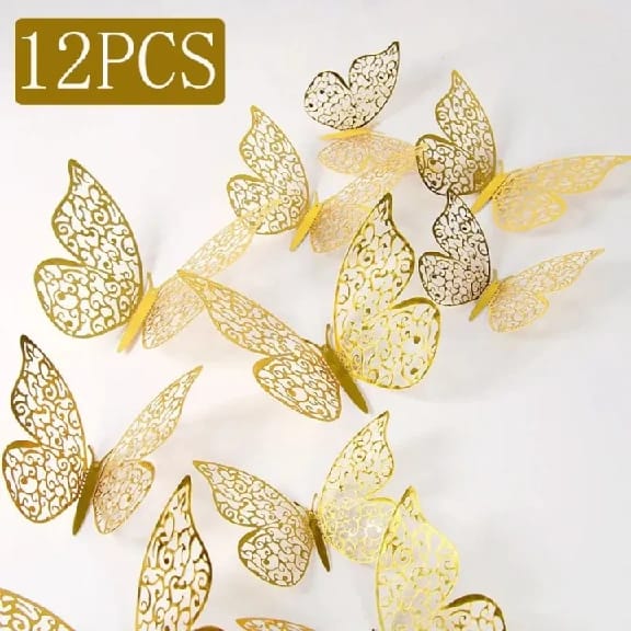 12Pcs Fashion 3D Hollow Butterfly Creative Wall Sticker For DIY Wall Stickers Modern Wall Art Home Decorations DIY Gift - image 1