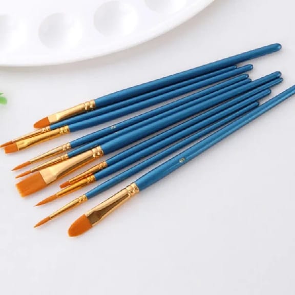 Panwenbo 10pcs Premium Acrylic Painting Brush Nylon Hair Oil Color Watercolor Painting Brushes - image 5