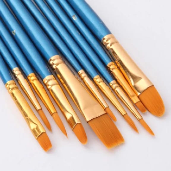 Panwenbo 10pcs Premium Acrylic Painting Brush Nylon Hair Oil Color Watercolor Painting Brushes - image 4