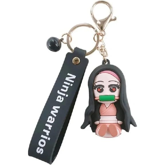 Cartoon Anime Demon Slayer 3D Figure Keychain Kimetsu No Yaiba Lanyard Key Rings Acrylic Trinket Props Bag Doll Key Buckles - image 1