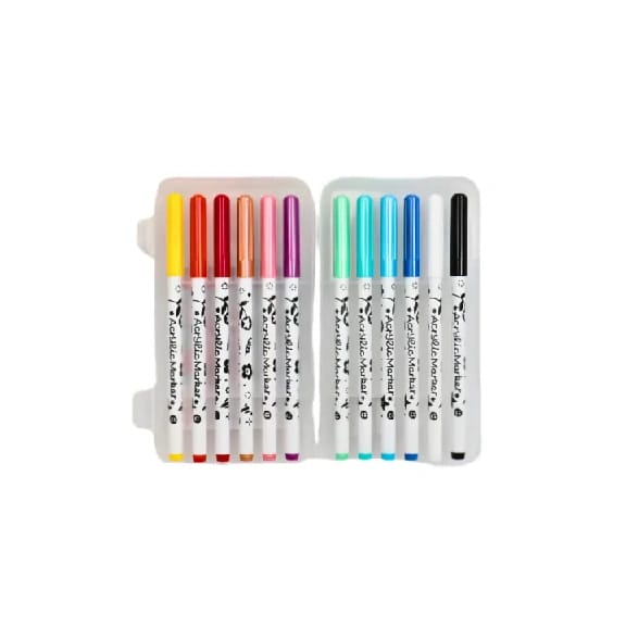 12-Color Acrylic Paint Markers Set – Water-Based Opaque Paint Pens For Kids, Students, And Adults DIY Crafts - image 2