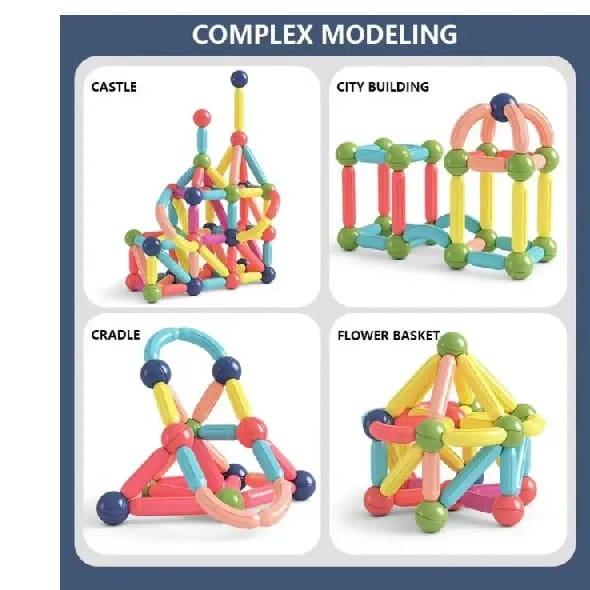 36 Pieces Magnetic Building Sticks Blocks Toys Gift For Boys And Girls, Magnet Sticks Balls And Rods Building Sets, Sensory Montessori Toys For Preschool Toddlers Kids - image 3