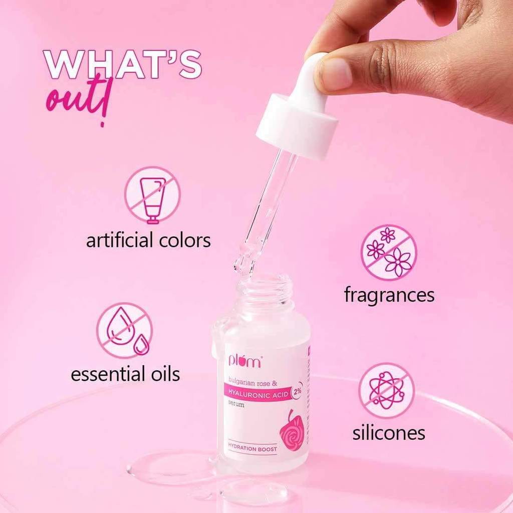 Plum 2% Hyaluronic Acid Serum with Bulgarian Rose 30 ml | Instant Hydration for Plump & Bouncy Skin | Daily Use Face Serum| For All Skin Types | Fragrance-Free - image 4