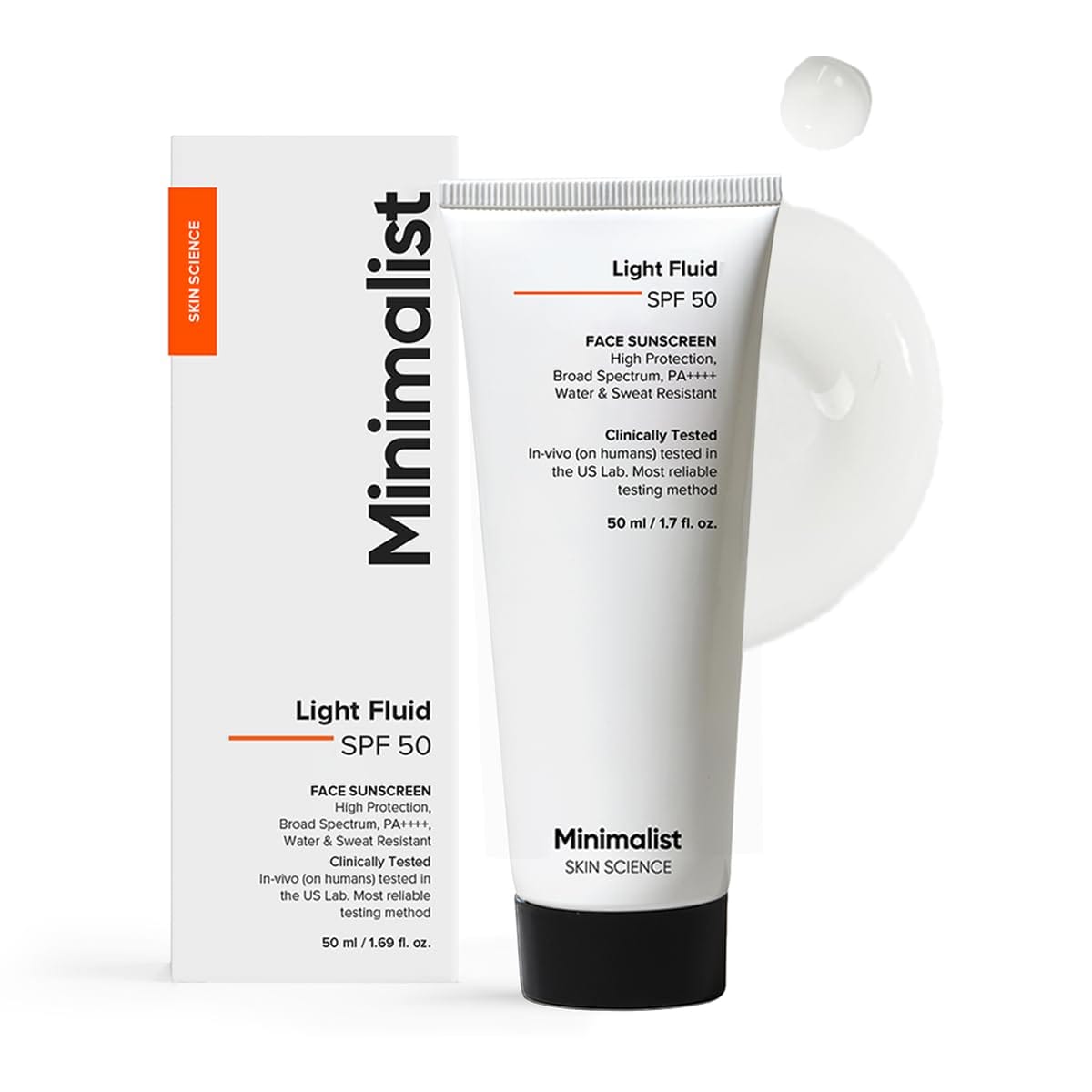 Minimalist Light Fluid Sunscreen SPF 50 for Oily Skin PA++++ | Clinically Tested in US| No White Cast | Broad Spectrum | Lightweight, Water & Sweat Resistant | For Women & Men | 50ml - image 1