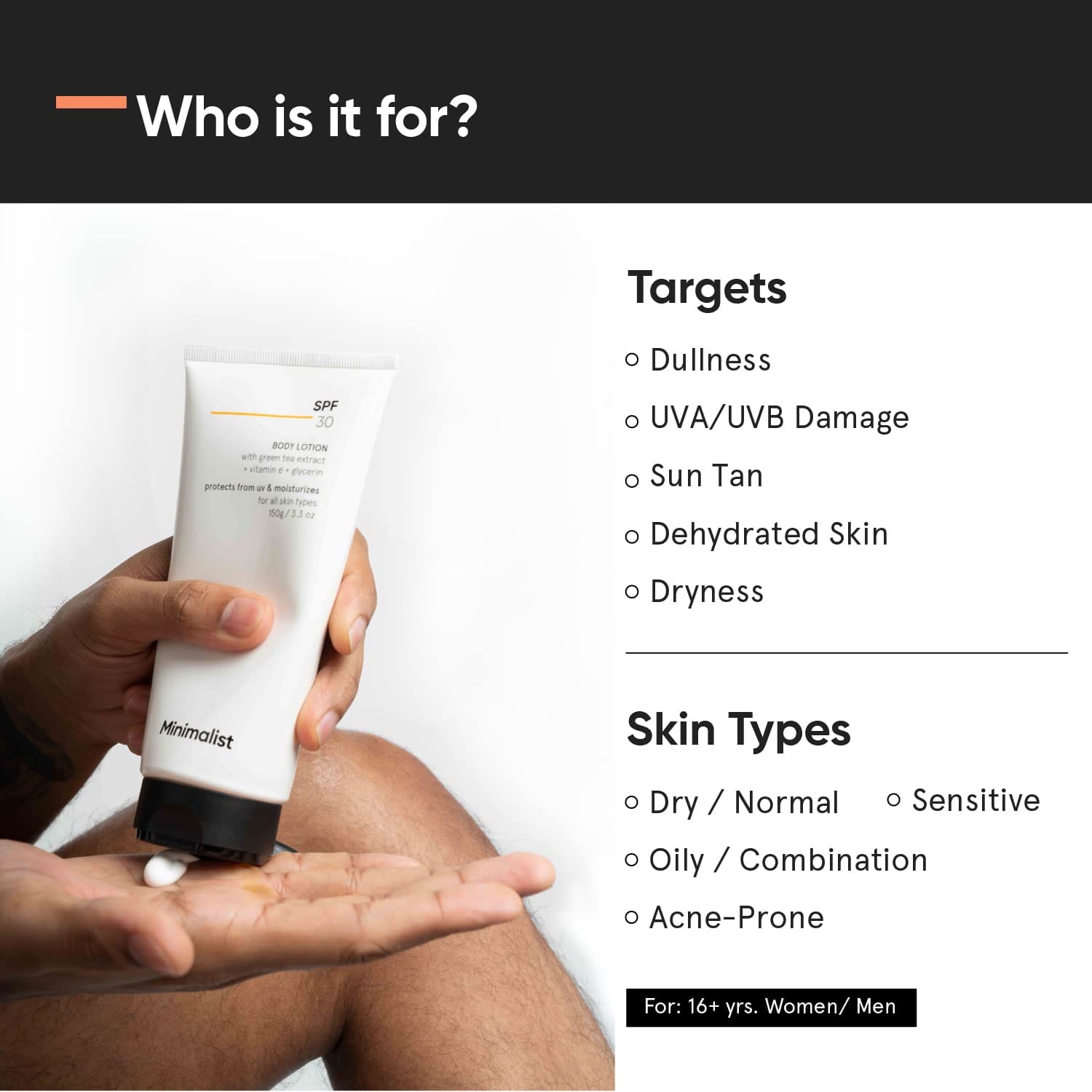 Minimalist SPF 30 Body Sunscreen, UVA & UVB Protection | Nourishing Lotion | Broad Spectrum PA+++ Sunscreen for All Skin Types | For Men & Women | 150 g - image 4